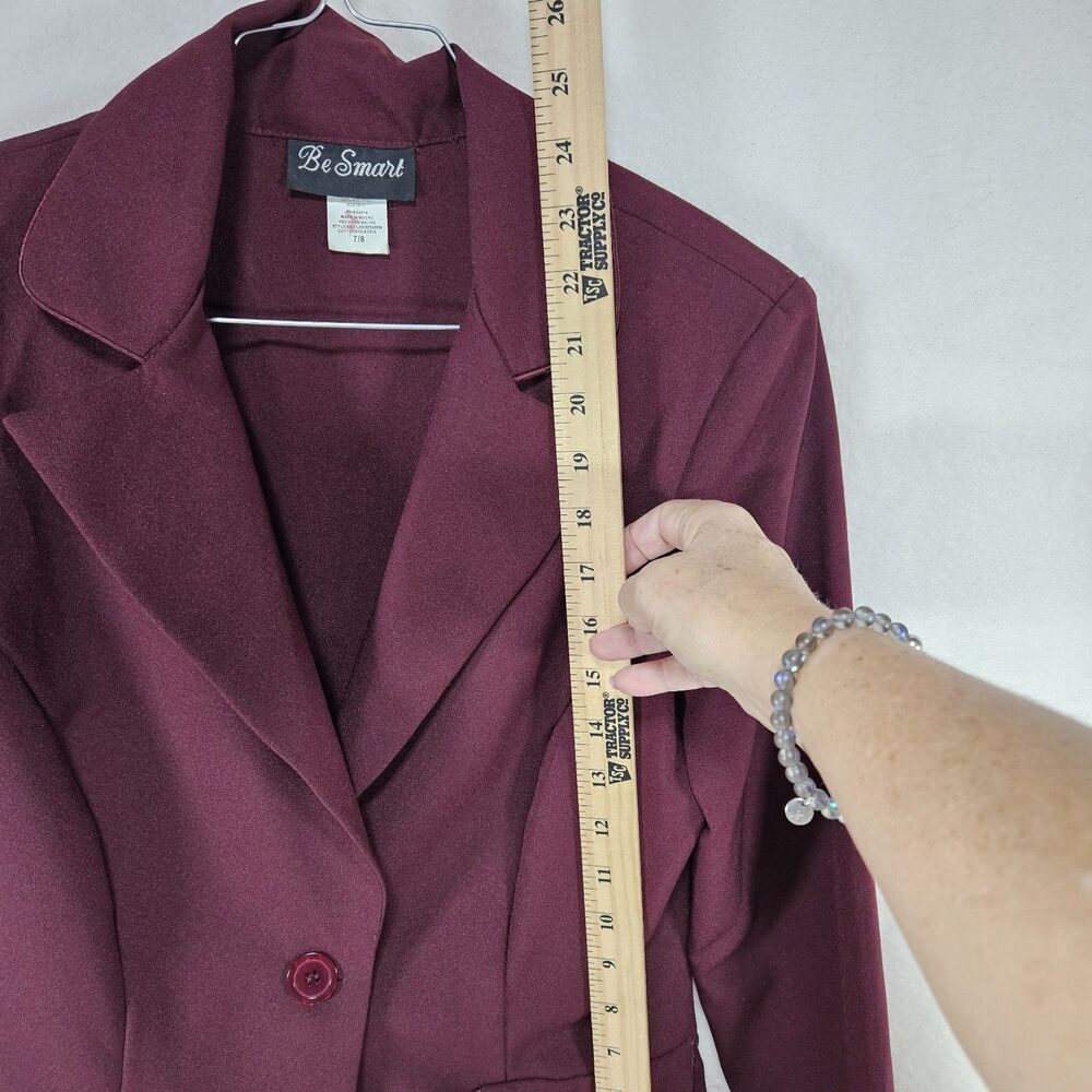 Be Smart Maroon Unlined Dress Blazer Women's Size 7/8 Workwear, Classic, Biz - Picture 7 of 8